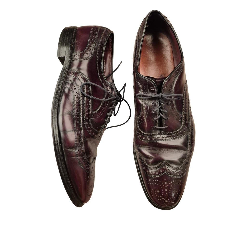 Allen Edmonds McAllister Mens Burgundy Leather Oxford Dress Shoes Lace Up 12 B